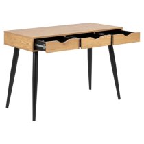 Newark Wooden Laptop Desk With 3 Drawers In Oak And Black