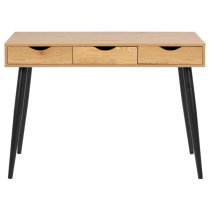 Newark Wooden Laptop Desk With 3 Drawers In Oak And Black