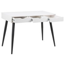 Newark Wooden Laptop Desk With 3 Drawers In White And Black