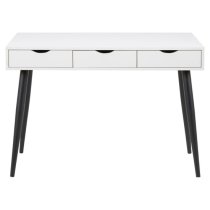 Newark Wooden Laptop Desk With 3 Drawers In White And Black