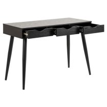 Newark Wooden Laptop Desk With 3 Drawers In Ash Black