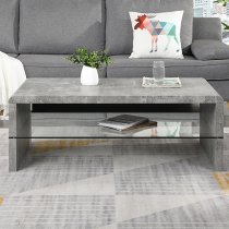 Momo Coffee Table In Concrete Effect With Glass Undershelf