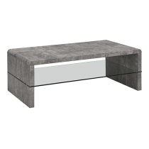 Momo Coffee Table In Concrete Effect With Glass Undershelf