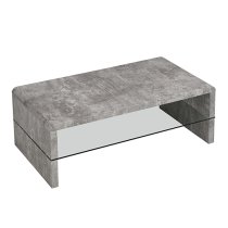 Momo Coffee Table In Concrete Effect With Glass Undershelf