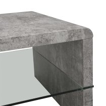 Momo Coffee Table In Concrete Effect With Glass Undershelf