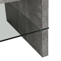 Momo Coffee Table In Concrete Effect With Glass Undershelf