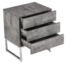 Strada Bedside Cabinet With 3 Drawers In Concrete Effect