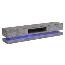 Step Wooden TV Stand In Concrete Effect With Multi LED Lighting