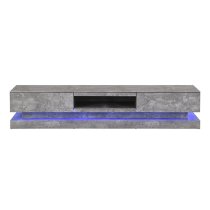 Step Wooden TV Stand In Concrete Effect With Multi LED Lighting