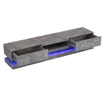 Step Wooden TV Stand In Concrete Effect With Multi LED Lighting