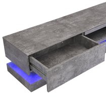 Step Wooden TV Stand In Concrete Effect With Multi LED Lighting