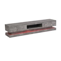 Step Wooden TV Stand In Concrete Effect With Multi LED Lighting