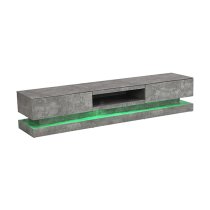 Step Wooden TV Stand In Concrete Effect With Multi LED Lighting