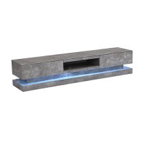 Step Wooden TV Stand In Concrete Effect With Multi LED Lighting