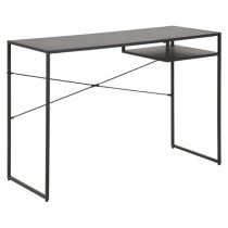 Newberry Metal Computer Desk With 1 Shelf In Matt Black