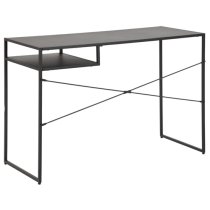 Newberry Metal Computer Desk With 1 Shelf In Matt Black