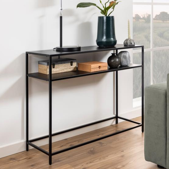 Newberry Metal Console Table In Matt Black