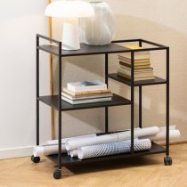 Newberry Metal Drinks Trolley With 3 Shelves In Matt Black