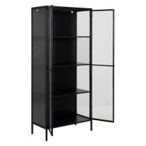 Newberry Metal Display Cabinet Large With 2 Doors In Matt Black