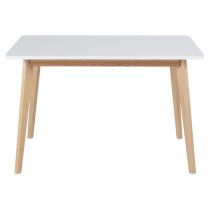 Rahway Wooden Dining Table Rectangular In White And Oak