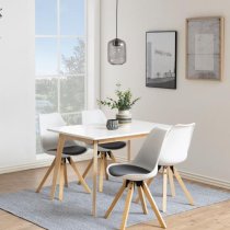 Rahway Wooden Dining Table Rectangular In White And Oak