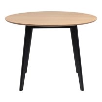 Reims Wooden Dining Table Round In Oak With Black Legs