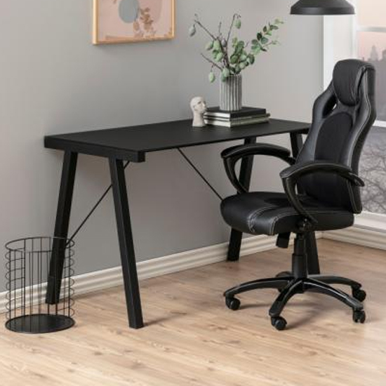 Typhoon Rectangular Glass Top Laptop Desk In Black