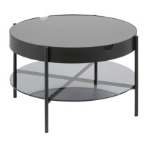 Tarrytown Smoked Glass Coffee Table With Black Metal Frame