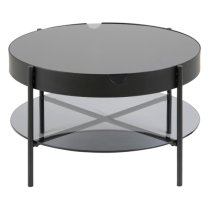 Tarrytown Smoked Glass Coffee Table With Black Metal Frame