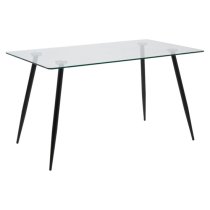 Woodburn Glass Dining Table Rectangular With Black Metal Legs