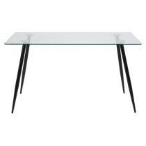 Woodburn Glass Dining Table Rectangular With Black Metal Legs