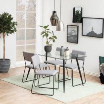 Woodburn Glass Dining Table Rectangular With Black Metal Legs