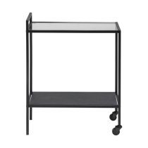 Salvo Clear Glass Top Drinks Trolley With Black Metal Frame