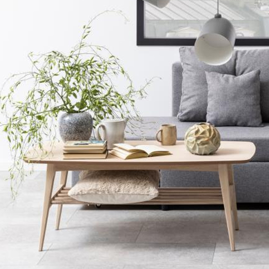 Wrentham Wooden Coffee Table With 1 Shelf In White Oak