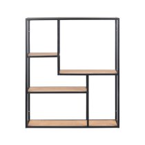 Salvo Bookcase 3 Wooden Shelves Tall With Black Metal Frame