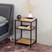 Salvo Wooden Side Table In Oak With Undershelf