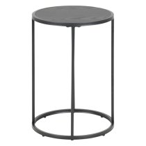 Salvo Wooden Side Table Round In Ash Black