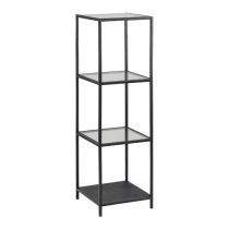 Salvo Bookcase 3 Clear Glass Shelves With Black Metal Frame