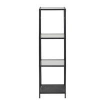 Salvo Bookcase 3 Clear Glass Shelves With Black Metal Frame