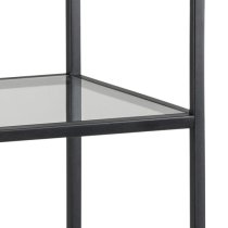 Salvo Bookcase 3 Clear Glass Shelves With Black Metal Frame