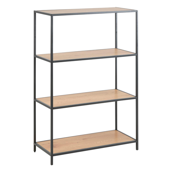 Salvo Wooden Bookcase 3 Shelves Tall With Black Metal Frame