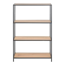 Salvo Wooden Bookcase 3 Shelves Tall With Black Metal Frame