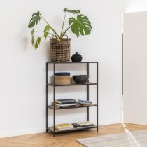 Salvo Wooden Bookcase 3 Shelves Tall With Black Metal Frame