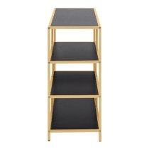 Salvo Wooden Bookcase 4 Shelves In Ash Black With Gold Frame