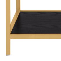 Salvo Wooden Bookcase 4 Shelves In Ash Black With Gold Frame