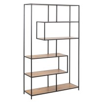 Salvo Wooden Bookcase With 5 Shelves In Matt Wild Oak