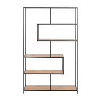 Salvo Wooden Bookcase With 5 Shelves In Matt Wild Oak