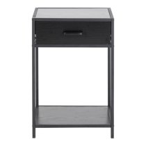 Salvo Wooden Bedside Table With 1 Drawer In Ash Black