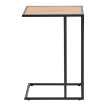 Salvo Wooden Side Table In Oak With Black Metal Frame