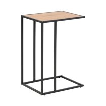 Salvo Wooden Side Table In Oak With Black Metal Frame